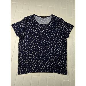 Faded Rose Blue Floral Ribknit Shirt XL